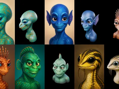 Head Fish bundle 1 pack 100 glb 3D model