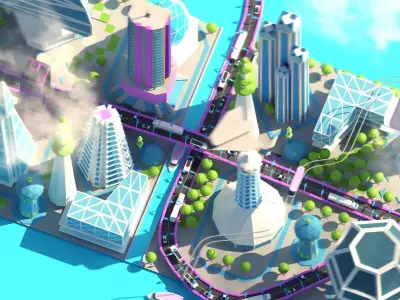 Low Poly City Future Low-poly 3D model