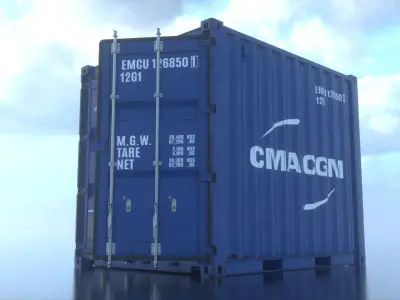Shipping Container 10ft Rigged Low-poly 3D model