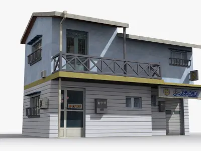 Japanese House x10 Low-poly 3D model
