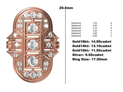 Antique Art Deco Engagement Ring 03 3D print model