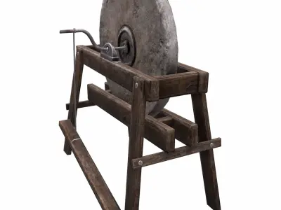 Grindstone stone grinding wheel Low-poly 3D model