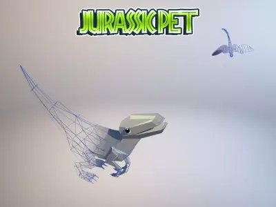 Velociraptor jurassic pet Low-poly 3D model