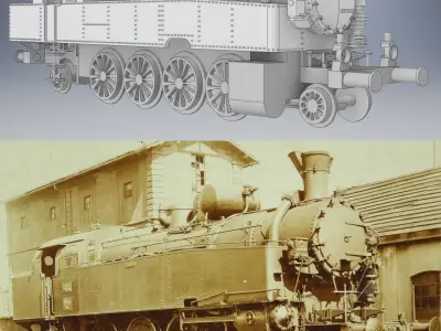 MAV 442 class steam locomotive - TT scale 3D print model
