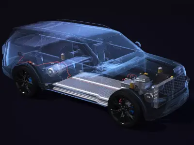 Electric AWD Car Suspension X-Ray 3D model