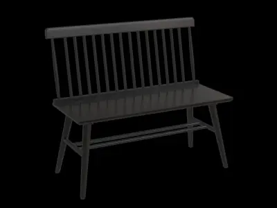 Modern Farmhouse Solid Wood Bench Low-poly 3D model