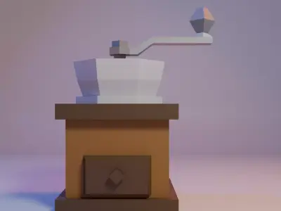 Low Poly Stylized Manual Coffee Grinder Low-poly 3D model