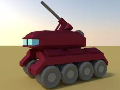 Very Low-poly Artillery Tank Low-poly 3D model