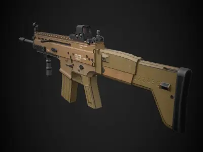 Scar Assault Rifle Highly Optimised Low-poly 3D model