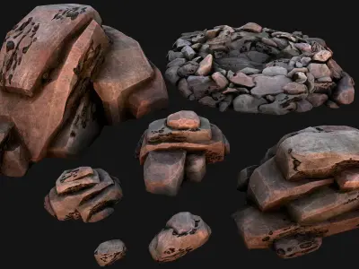 Coal Deposits Ore Industrial Resources Low-poly 3D model