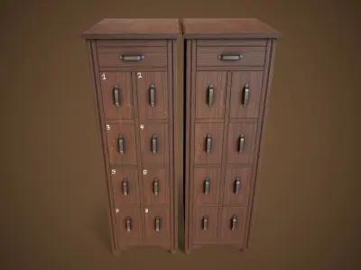 Vintage File Drawer Cabinet Low-poly 3D model