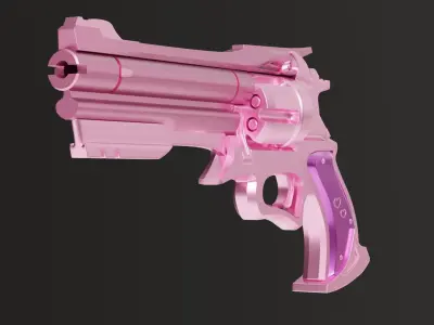 Kawaii Pink Revolver Low-poly 3D model