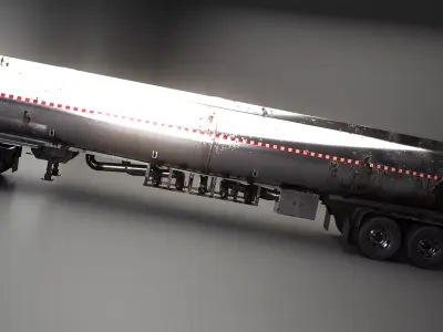 Generic Semi Truck Sleeper with Tanker Trailer USED 3D model
