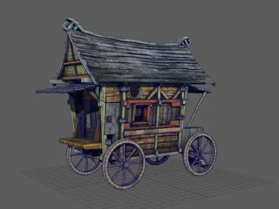 Fancy Medieval Caravan Low-poly 3D model