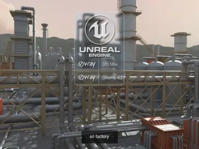 Four Factory 3D Model Pack