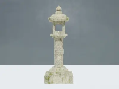 Japanese Stone Lantern Bamboo - Japan Collection model 3D model