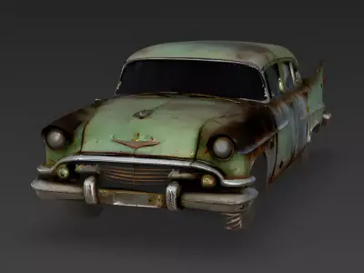 Realistic Rusted 1950s Sedan 3D Model Low-poly 3D model