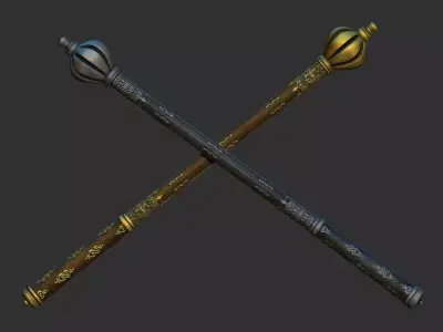 Medieval mace Low-poly 3D model 13