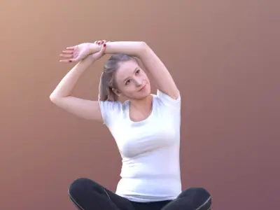 Elena 10677 - Sporty Woman Sitting On The Ground Stretching 3D model