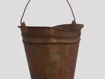 Rusty metal lowpoly bucket Low-poly 3D model