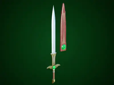  Fantasy Sword 10 PBR Unity UE Arnold V-Ray Textures Included Low-poly 3D model
