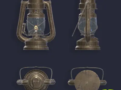Oil Lamp Low-poly 3D model