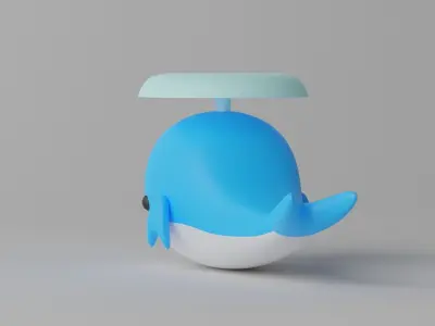 Cartoon Cute Whale 3D model purchase