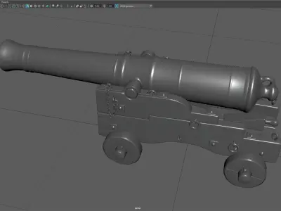 Low Poly Naval Cannon 3D Model Low-poly 3D model