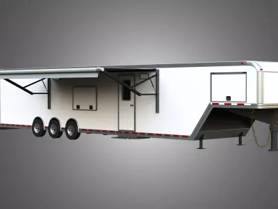 44 ft Custom Enclosed Gooseneck Trailer 3D model