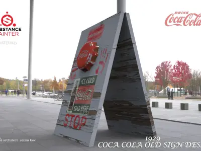 COCA COLA OLD STYLE SIGN DESIGN Low-poly 3D model
