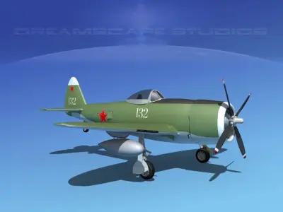 Republic P-47D Thunderbolt V08 3D model