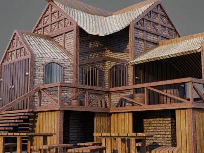 Medieval House Low-poly 3D model get