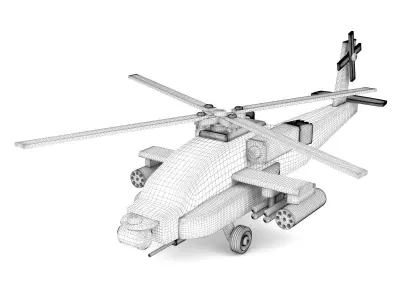 Wooden toy helicopter 01 3D model