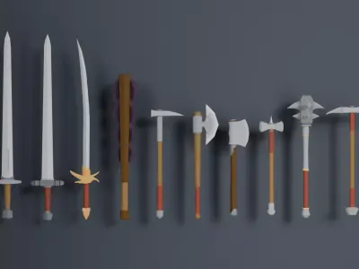Simple RPG Low Poly weapons  Free low-poly 3D model