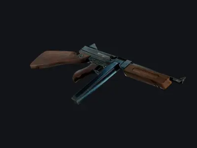 World War 2 Thompson Gun Low-poly 3D model
