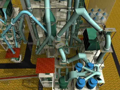 Raw Mill Ducting Complex Gas Conditioning Cement Plant Free 3D model