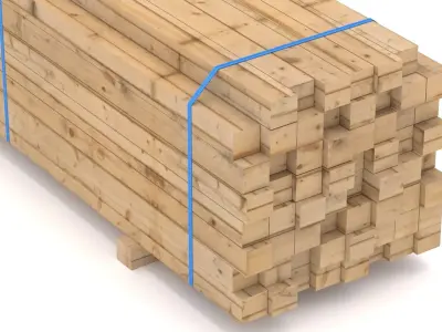Wooden Beams 02 Low-poly 3D model