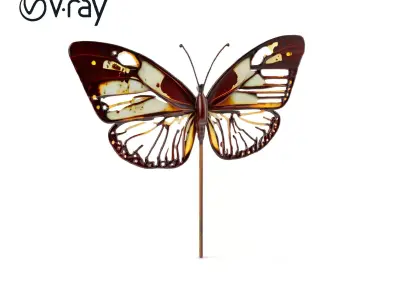 Butterfly Sculpture Model Pack for Art and Decor Low-poly 3D model