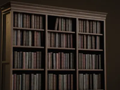 Antique Bookcase  - PBR Game Ready Low-poly 3D model