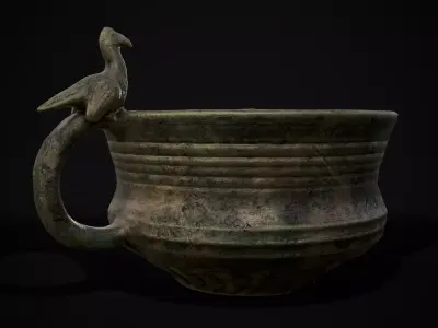 Bronze Bird Handle Cup Low-poly 3D model