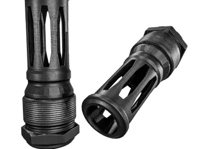 R2C Flash Hider Muzzle Brake  Low-poly 3D model