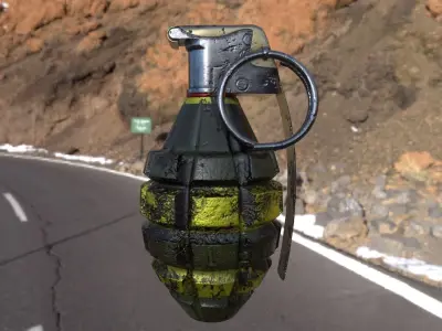 Granata grenade on side of road Free low-poly 3D model