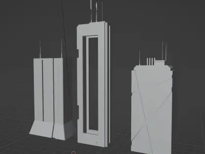 Futuristic City Sci-Fi Fantasy Scenery Low-poly 3D model