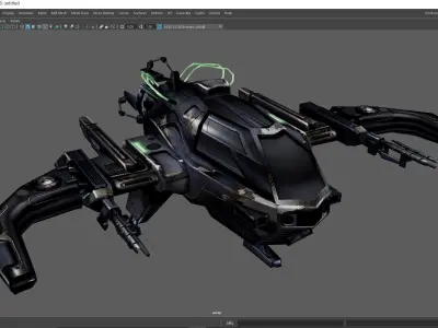 Lowpoly Game-ready spaceship space Fighter Low-poly 3D model