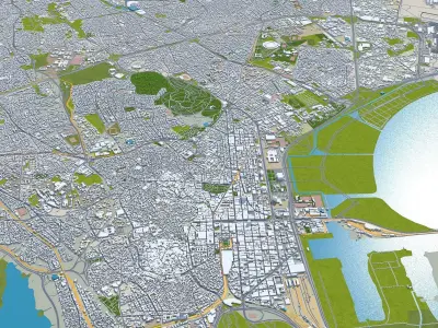 Tunis Tunisia 30km AI Low-poly 3D model