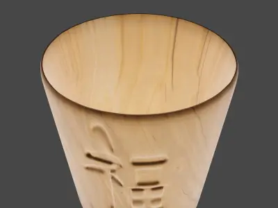 Wooden cup with ornament decoration carve on body Free low-poly 3D model