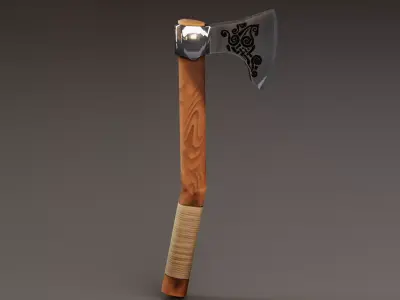 Viking Battle Axe with curved handle Free low-poly 3D model