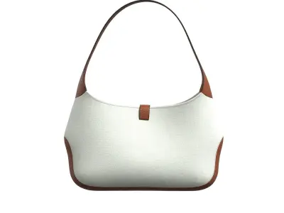 Brown Leather Strap Hobo Bag 3D model