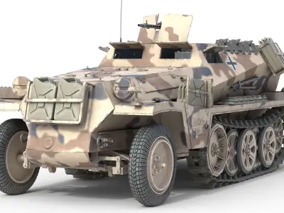 Sd Kfz 250 Half Track Armored Personnel Carrier Low-poly 3D model