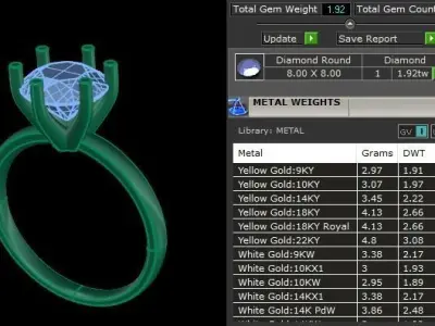 Dainty Solitaire 6 Prong Engagement Ring 8MM 3D print model